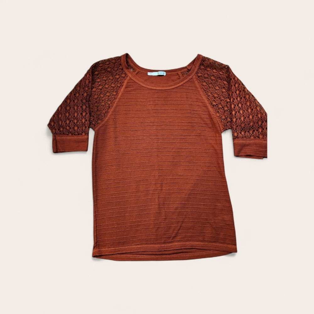 Maurices Rust Lace Sleeve Tee